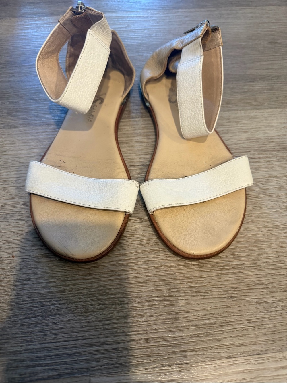Yosi Samra Women's White Ankle-Strap Flat Sandals